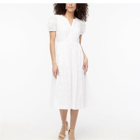 J. Crew Dresses & Skirts - J. Crew Puff Sleeve White Eyelet Dress - New without Tags